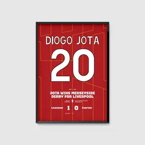Diogo Jota Winner in Liverpool vs Everton – Final Career Goal in Merseyside Derby, Digital Download Football Poster