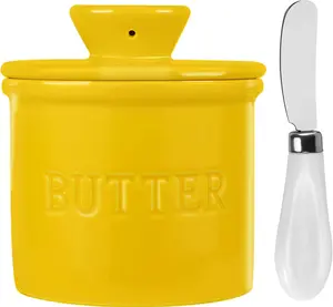 Butter Crock, French Butter Dish with Lid, Ceramic Butter Keeper for Countertop & Kitchen Storage, Kitchen Accessories