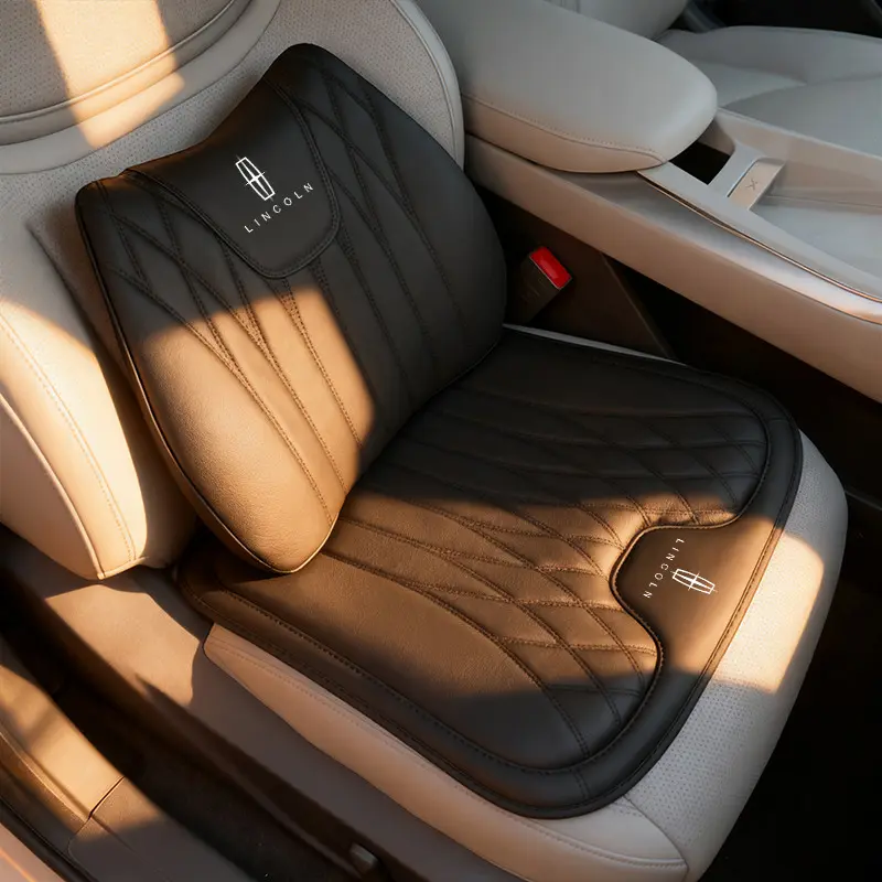 Car Interior Seat Cover Breathable Leather Chair Back Cushion, Vehicle Lumbar Brace Pad Support Anti Slip Mat Automotive Accessories For Lincoln Navigator Continental Nautilus Aviator MKZ MKX MKC MKT MKS Corsair Mark E
