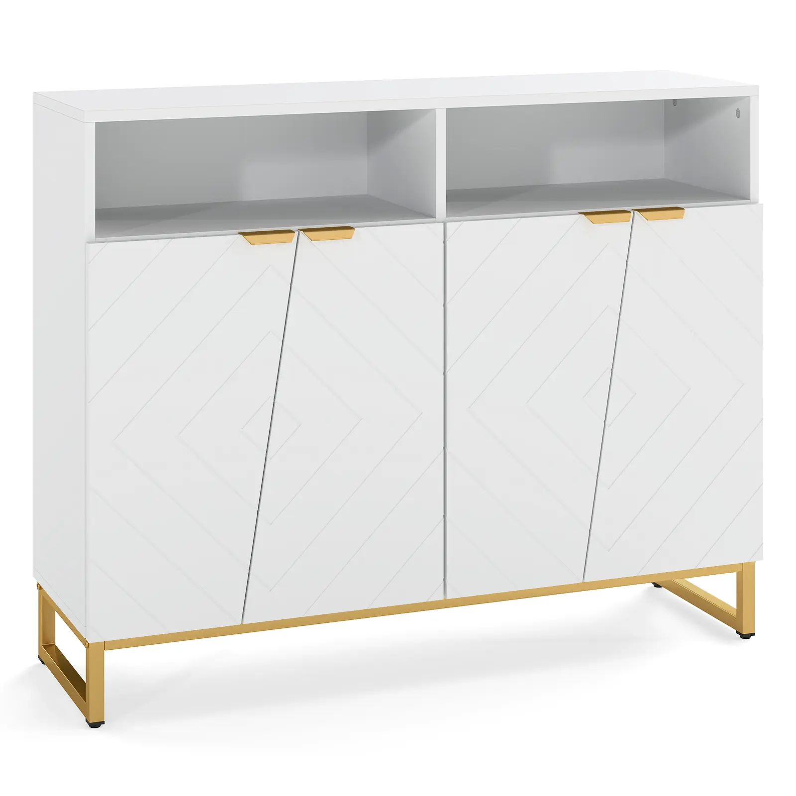 COSTWAY - Modern Sideboard Cabinet with 4 Doors and Adjustable Shelves-White