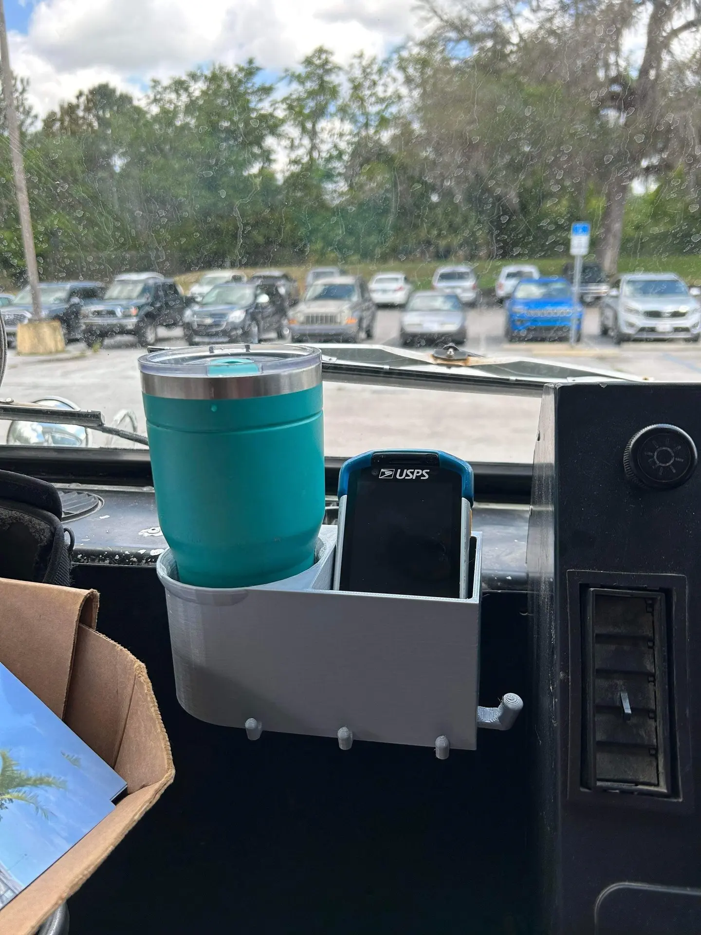 LLV, FFV, and Metris USPS cup holder and scanner holder