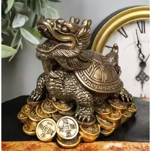 Feng Shui Celestial Black Dragon Turtle Statue Charm For Protection and Wealth