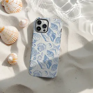 Summer Coastal Seashell, Cute Ocean Inspired Aesthetic Premium Film 2 in 1 Phone Case - Durable, Shock Absorbing and Stylish Protection - Compatible with iPhone17 16, 15, 14, 13, 12, 11, Plus, Pro, Pro Max, Perfect birthda Compatible