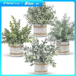 Outdoorfun 4 Packs Small Fake Plants Indoor Mini Artificial Plants for Home Office Farmhouse Bathroom Bedroom Kitchen Desk Decor…