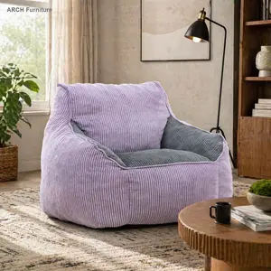 Corduroy Bean Bag Chair - Larger Size, with Armrests, Full Fill, Comfy Lazy Sofa for Adults, Ideal Indoor Furniture for Bedroom, Living Room