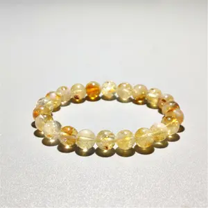 8mm Yellow Citrine Stretch Bracelet - Real Crystal, Natural Stone, Perfect for Women & Girls - enhance mental clarity,confidence,and willpower