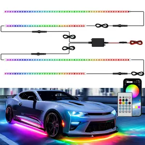 4WDKING Underglow LED Lights for Cars 180 LEDs RGBI Neon Accent Strip Lights with 16 Million Colors DIY & Music Mode Underbody Exterior Lights Kit for RV SUV Truck Boat 12V