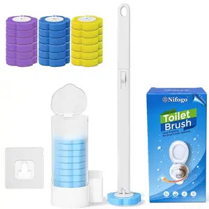 Disposable Toilet Brush with 18 Refills(6 Ocean, 6 Lemon, 6 Lavender) , Toilet Brushes and Holders, Toilet Wand Brush Starter Kit, Wall Mounted Toilet Bowl Cleaner Wand for Bathroom Maintenance，Essential Tools for Summer Home Cleaning