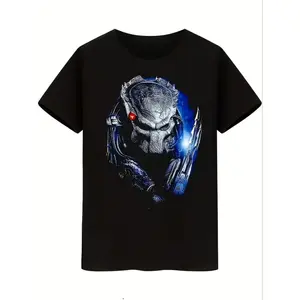 Classic Fit Predator Graphic T-Shirt,  Cotton Tee with Heat-Transfer Print, Casual Streetwear for Men, Outdoor, Sports, Beach, Fishing & Golf, Trendy Hip-Hop Style, Everyday Wear, Perfect Gift for Christmas, Valentine’s Day, or Any Occasion