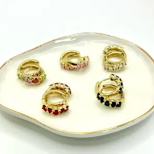 Hoop Earrings – 14K Gold-Plated Rhinestone Hoops for Everyday Wear