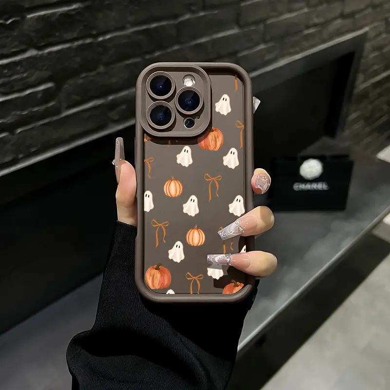Halloween Ghost Pumpkin Bow Pattern Phone Case Suitable for iPhone 17 Air 16 Pro Max 15 14 Plus 13 12 11 Plus XR XS Samsung Galaxy S26 Ultra S25 Ultra S24 S23 S22 Phone Cases, Shockproof Drop Resistant Protective Phone Cover