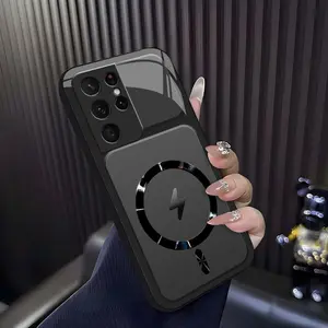 Lightning Bolt Design Gloss MagSafe Compatible Shockproof Protective Cover with Precision Magnet Ring for [Galaxy S21 Ultra 5g] 952