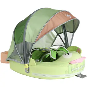 Mambobaby SummerVibes Non-Inflatable Cactus Baby Swim Float with Detachable Canopy, UPF 50+ Sun Protection, 5-Point Safety System, for Babies 3-24 Months