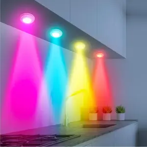 LED Puck Light with Remote Control, Interior LED Lights, 3/6 Counts Wireless LED Closet Light, Dimmable Night Light with Timer Function for Cabinet, Stairway, Hallway