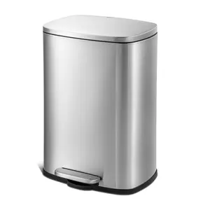 Qualiazero 13.2 Gallon Stainless Steel Step Trashcan with Removable Leakproof Inner Bucket Bin for Kitchen and Office