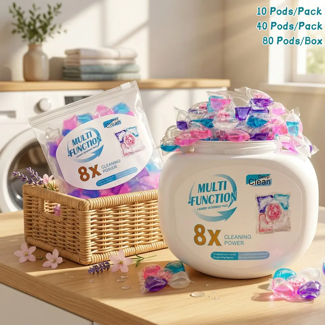 Viral TIKTOK 5-in-1 LAUNDRY DETERGENT PODS, Laundry Clean Pods, Multi Purpose Detergent, Scented Laundry Detergent, 8g Extra Concentrated Capsules, 40 pods/Pack, Long-Lasting Fragrance, Ultra Stain Removal, Eco-Friendly & Portable, Family & Travel