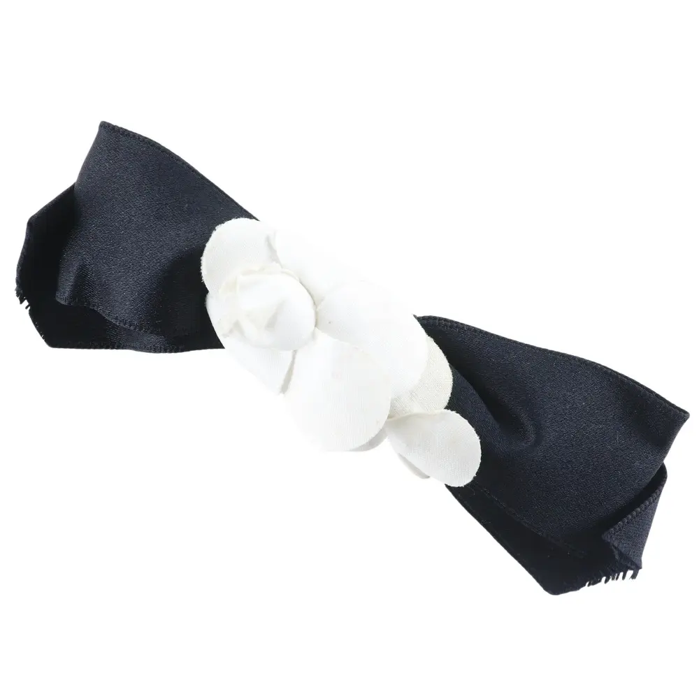 Pre-owned CHANEL Satin Small Leather Goods Camelia Ribbon Barrette