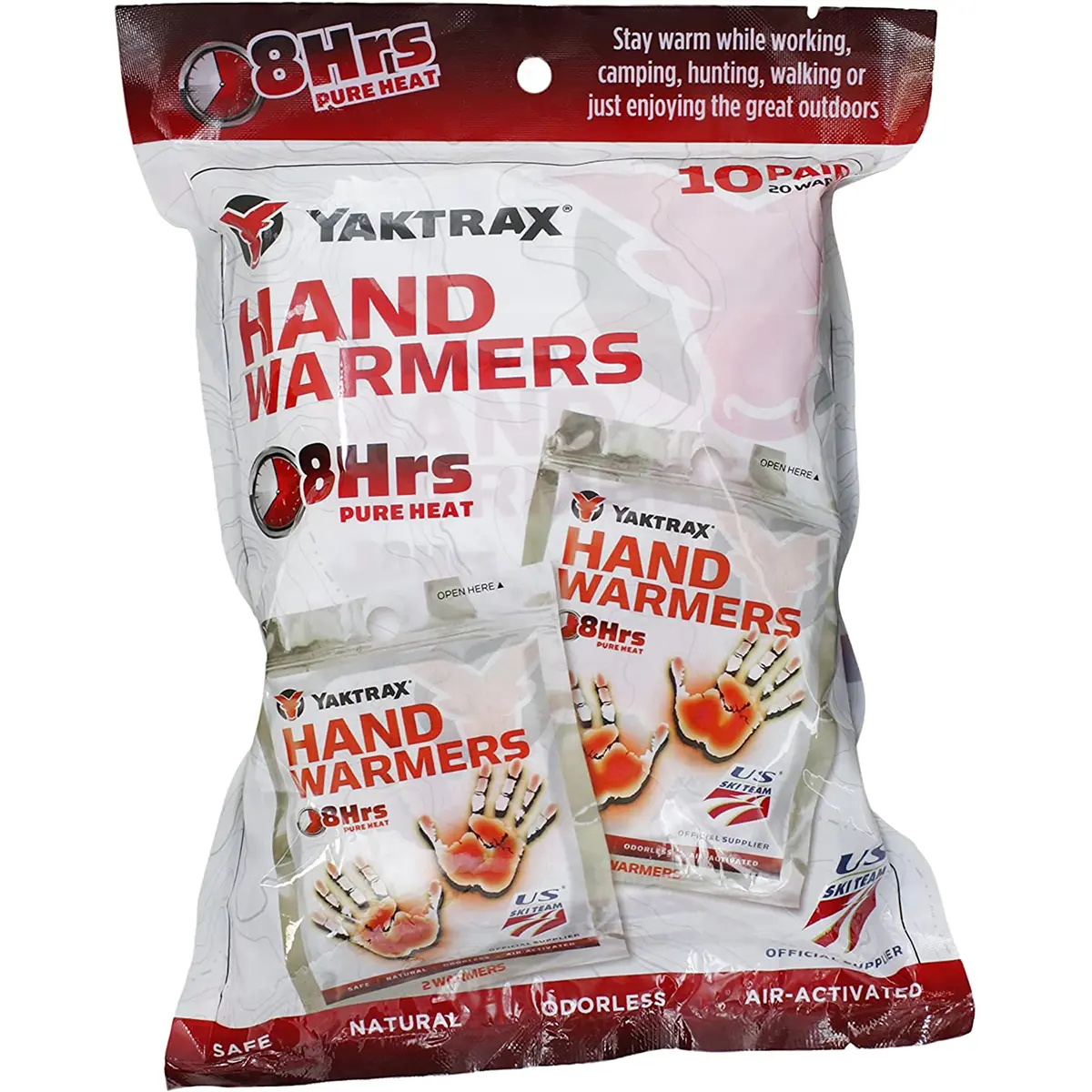 Yaktrax Air Activated Natural Hand Warmers - 10-Pack, Easy & Safe for Camping, Outdoors, Walking (Sports & Outdoor Essentials), Environmentally-Friendly, Oxygen Activated