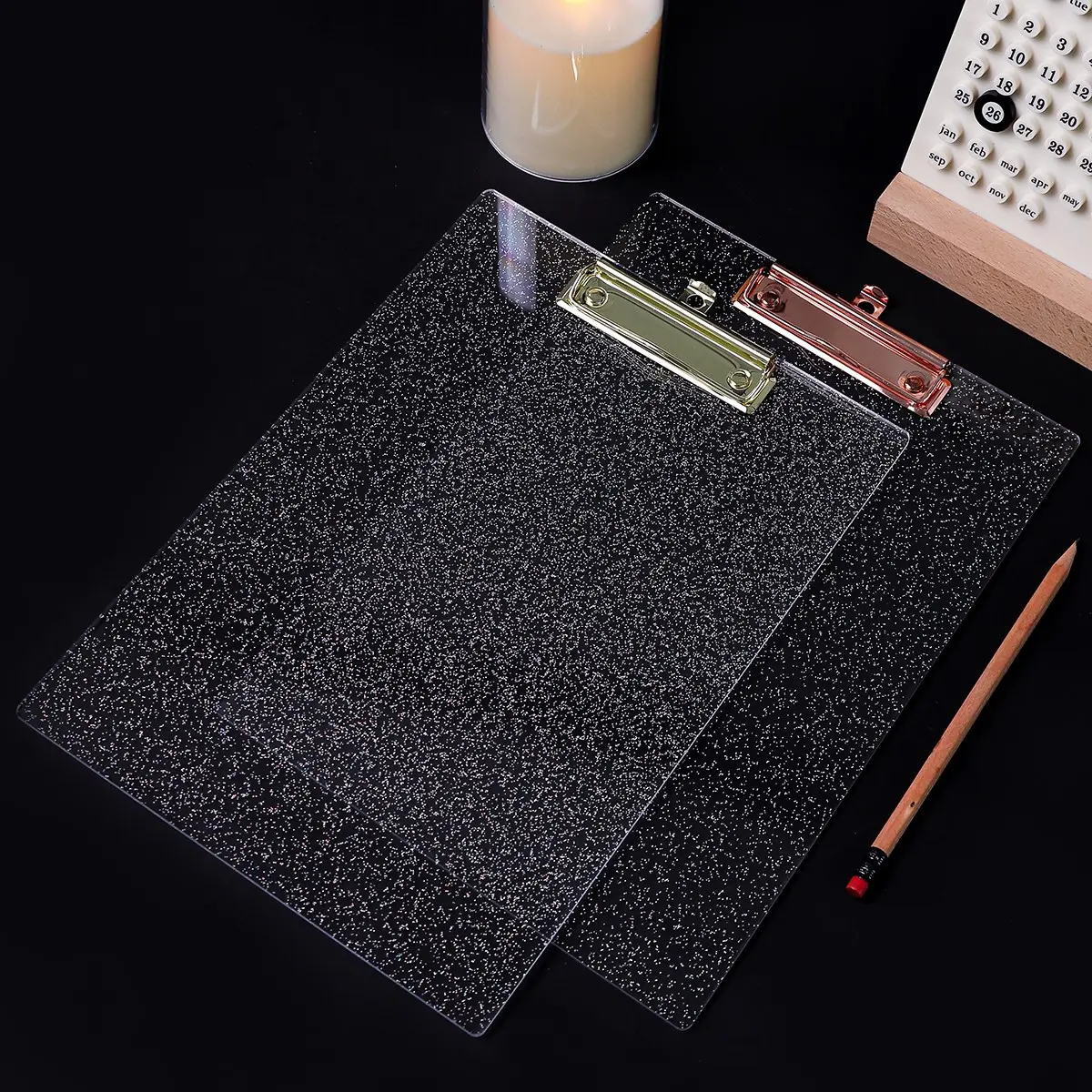Innovative Flash Clipboard, Thick Acrylic and Metal Clip, 8.6x12 Inch, A4 Size, Semi-Transparent, Extendable Loop, Office and Home Use, Office Accessories, Office Supplies, Portable, Files Organizer