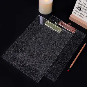 Innovative Flash Clipboard, Thick Acrylic and Metal Clip, 8.6x12 Inch, A4 Size, Semi-Transparent, Extendable Loop, Office and Home Use, Office Accessories, Portable, Files Organizer