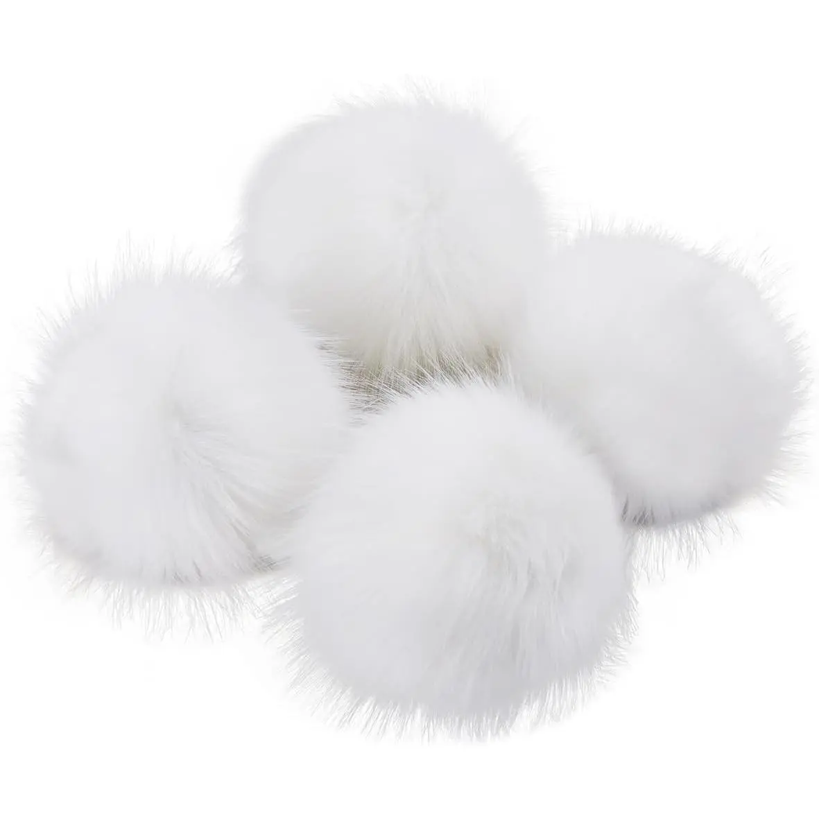 6IN Large Faux  Pompoms, 4 count Big Pom Pom Balls Fluffy Pompom Ball with Elastic Loop for Shoes Scarves Gloves Scarves Bag Key Chain Charms Accessories (White)