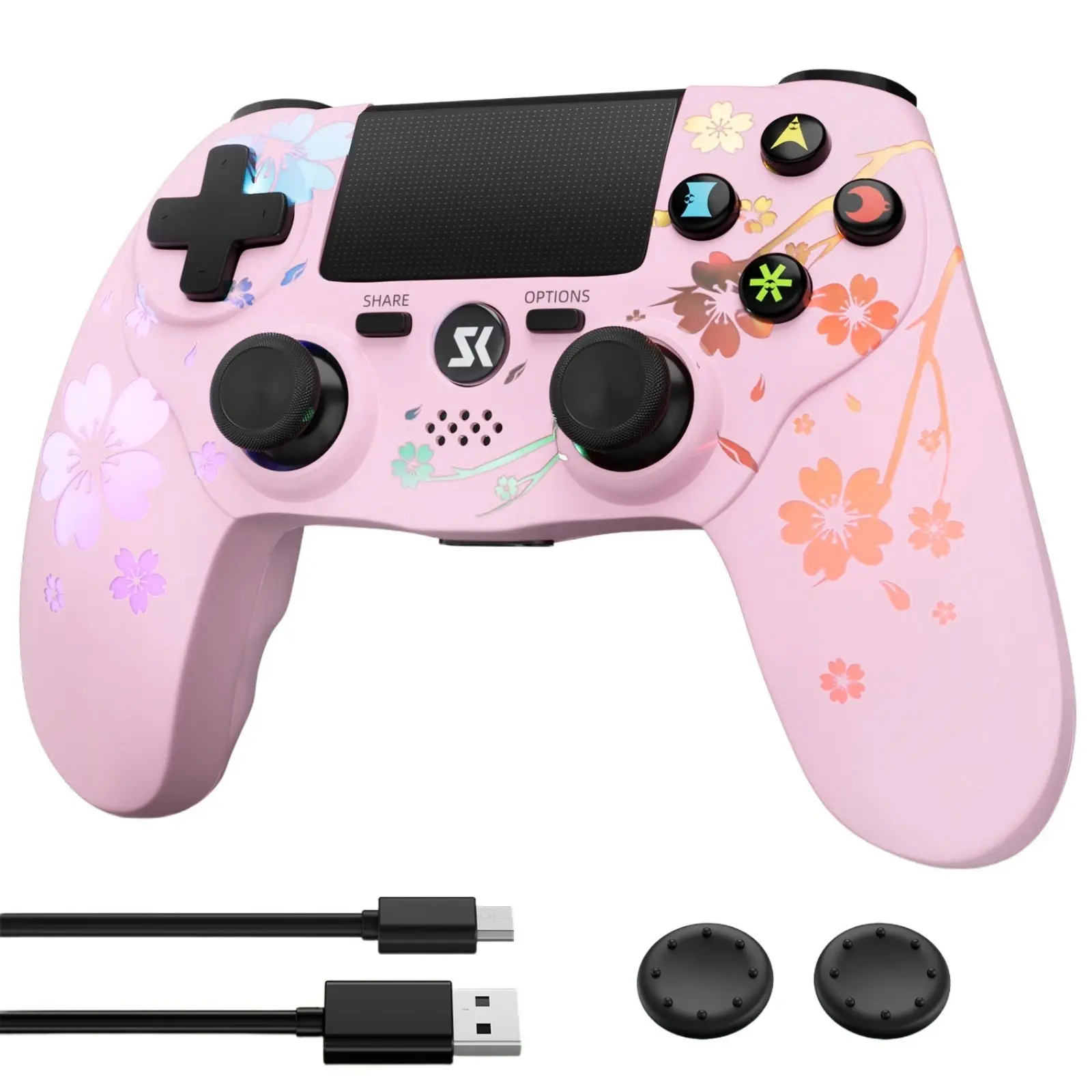 Wireless Controller For PS4/PC, With Dual Vibration/3.5mm Audio Jack/6-Axis Gyro/Touch Pad/Type-C Port/1000mAh Battery, Pink PS4 Controller