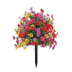 Artificial Flowers for Outdoor Indoor Garden Home Decoration, Plastic Faux Flowers, Faux Flower Daisy with Eucalyptus Leaves Fake Plants Greenery Boxwood Porch Patio