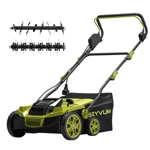 15 Inch Electric Lawn Dethatcher with Bag - 1800W 2-in-1 Thatch Remover and Lawn Aerator, 5 Adjustable Depths, 40L Collection
