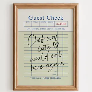 MIRRO Trendy Kitchen Wall Art Poster Unframed Featuring Chef Was Cute Would Eat Here Again Inspirational Design