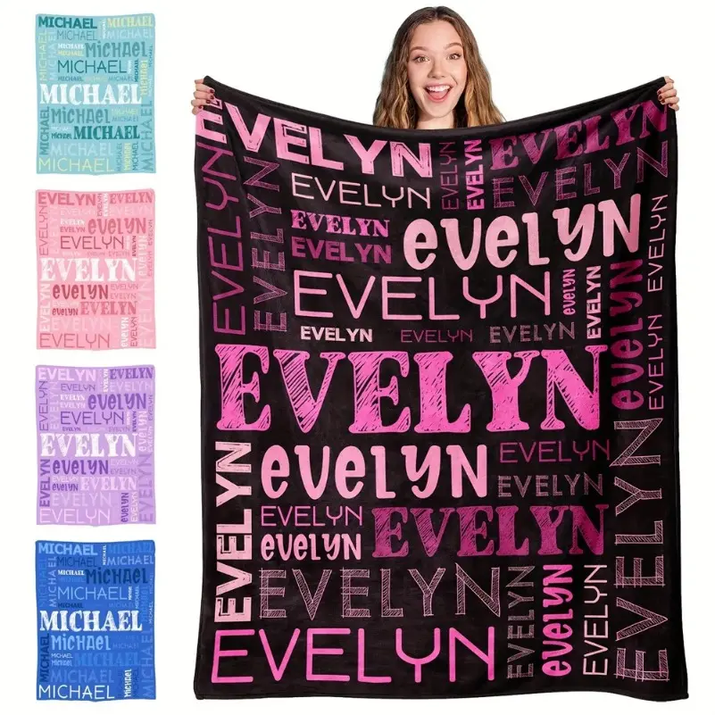 Personalized Name Print Blanket - Customizable for Unisex Names, Soft Cozy & Lightweight, Multi-Size, Indoor/Outdoor Use, Perfect Birthday Gift, Soft & Comfortable Bedding Throw