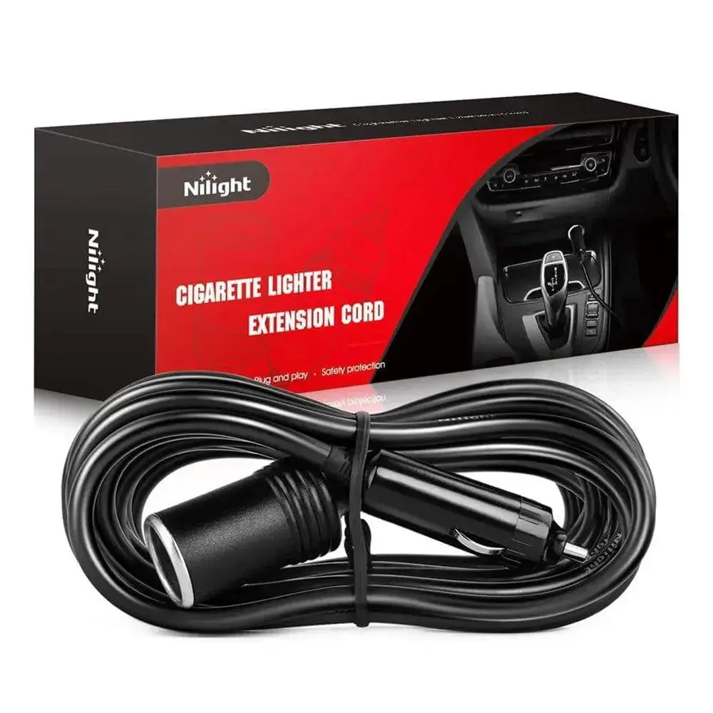 Nilight 14ft Heavy-Duty 12V/24V Car Extension Cord with Plug & Female Power Socket - Durable Automotive Electrical Accessory for Trucks, Cars,car accessories