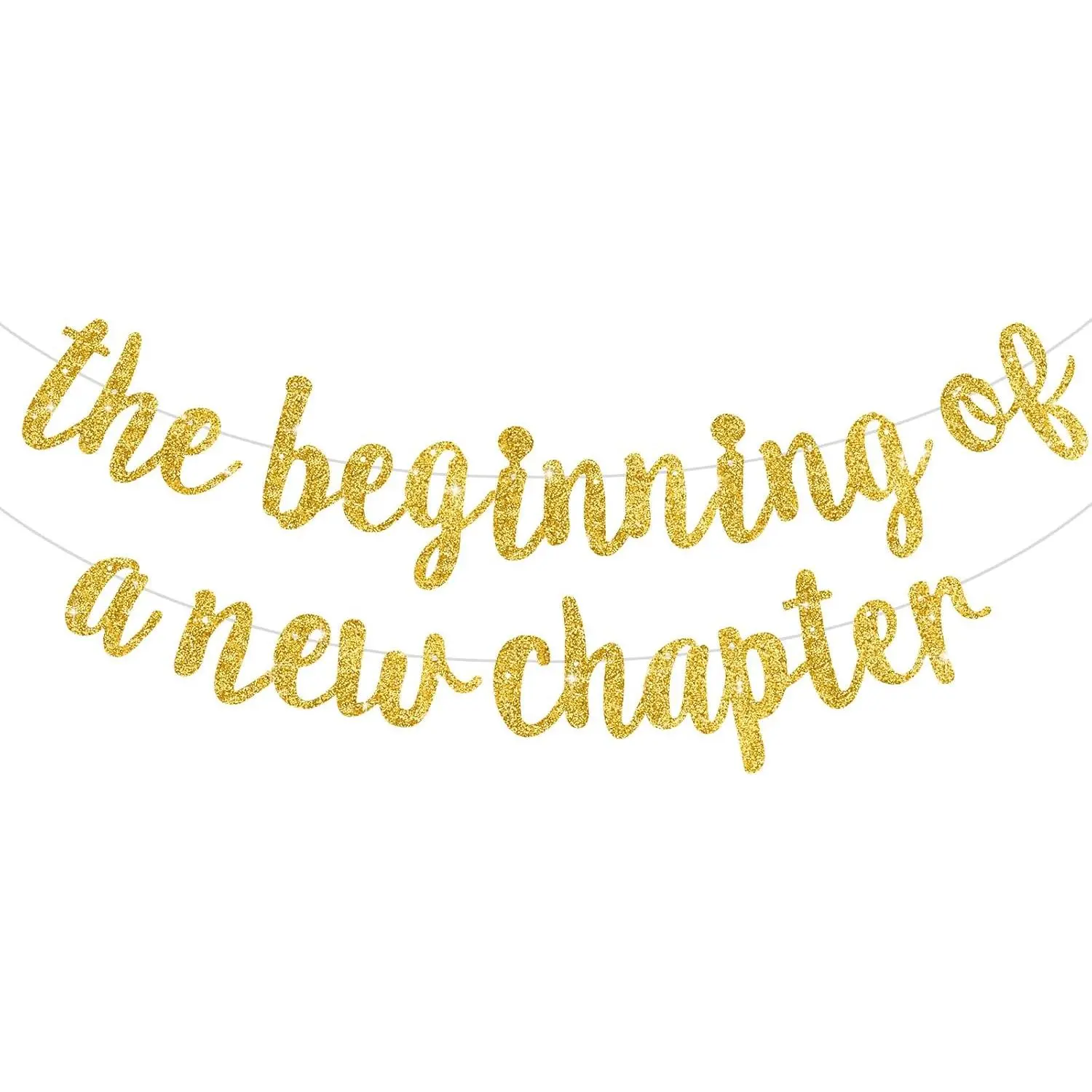 Glitter Gold The Beginning of A New Chapter Banner, Farewell party decorations,Graduation Sign 2026 Banner,Happy retirement Supplies,Going away party Sign Garland,Graduation banner