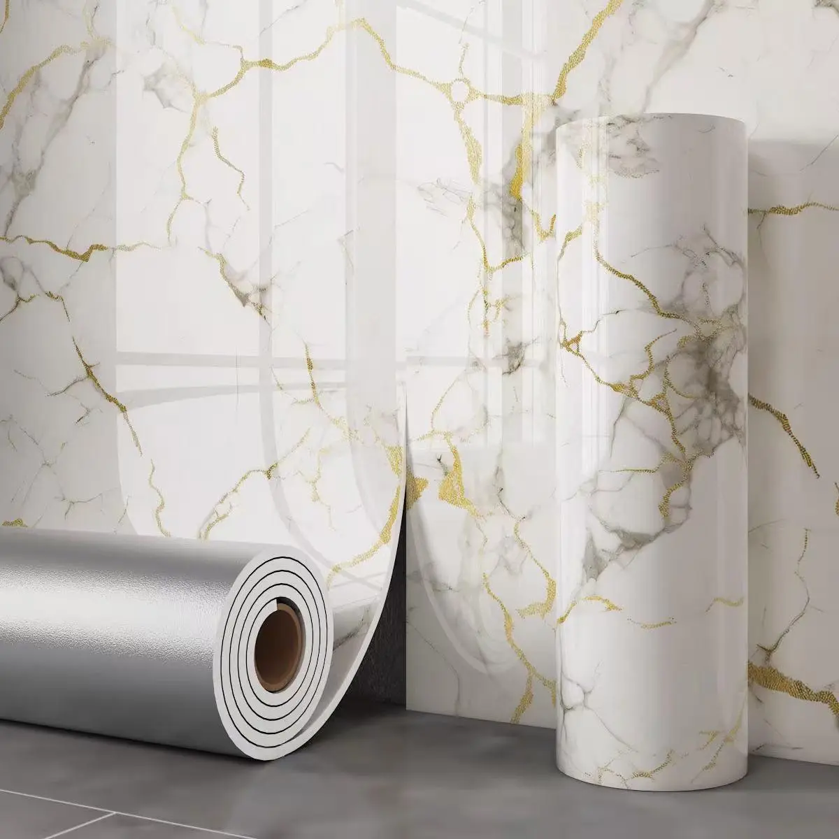 3D Marble Peel and Stick Wallpaper Roll (15.75x118.11 in) - Durable Anti-Static Waterproof Heat Resistant Vinyl Contact Paper, Nature Plaid Geometric Designs, Glossy-Matte Options, Renter-Friendly Easy-to-Cut for Kitchen Countertop Bathroom Bedrooms