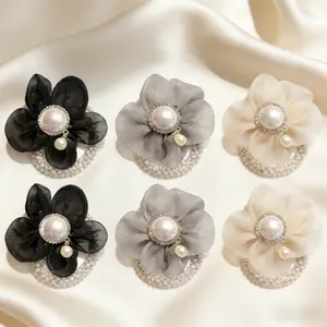 Elegant Bun Styling Black Hair Roller | Hand Embroidered Flower Curler Clips | New Aesthetic Hair Accessory