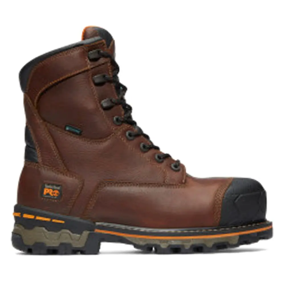 Timberland PRO Mens Boondock 8 Inch Waterproof Composite Toe  Work/Duty - Brown