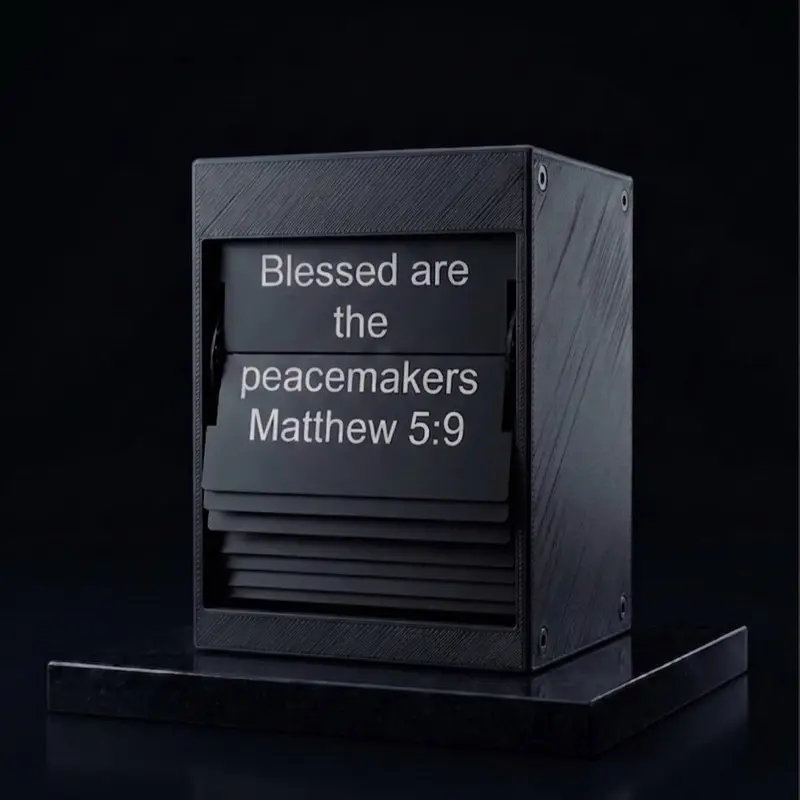 Christianity Split Flap Display with USB-C Connectivity Automatic Verse Changes for Home Study Room Religious Ornaments Minimalist Design
