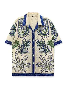 Printed Casual Streetwear Shirt Unisex Apricot Top Geometric Pattern Bohemian Style Hawaiian Tropical Casual Vacation Wear Valentine Gift Short Sleeve