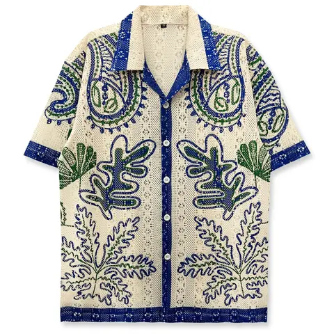 Printed Shirt Unisex Apricot Top Geometric Pattern Bohemian Style Tropical Hawaiian Casual Vacation Wear Valentine Gift Short Sleeve Casual Summer Shirt
