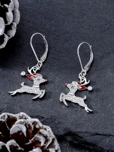 1 Pair Teen Cute Elk Cubic Zirconia Drop Earrings For Women For Christmas Day Gift Wedding Engagement Anniversary Party Jewelry