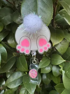 Easter Bunny Badge Reel, Retractable Swivel Alligator Clip, Nurse, Dental, Veterinary, Twacher
