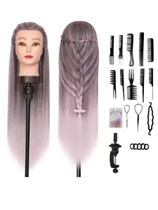 28" Mannequin Head With Hair Training Head Practice Braiding Hair Doll Head For Hair Styling Hairdressing Head For Braiding With Free Wig Head Stand Hair Styling Tools Set
