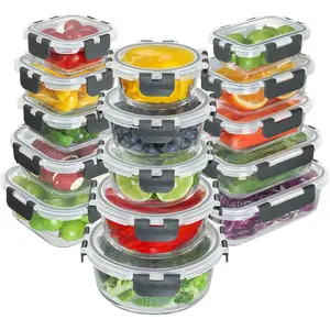30 count Glass  Storage Containers Set, Glass Meal Prep Containers with , Airtight Lunch Box, , Microwave, Freezer & Dishwasher Safe