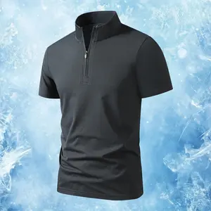 Everyday Essential Men’s Half-Zip Stand Collar T-Shirt, Casual Top with Cool Breathable Fabric, Quarter-Zip Neckline & Slim Fit, Lightweight & Refreshing, for Daily Wear, Errands, Smart Casual Occasions & All-Day Comfort.