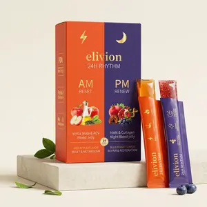 24H Rhythm AM/PM Supplement Jelly: ACV & Yerba Mate for Daily Metabolism, NMN & Marine Collagen for Night Repair - 14 Sticks Healthcare Dietary