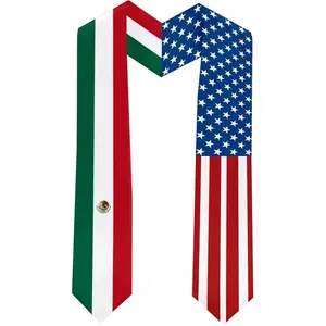 2025 Mexico Flag and USA Flag Graduation Stole Graduation Sash for International Student