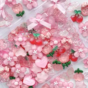 60 Pcs Kawaii Charms Bulk Kit, Flatback Resin Charms for Crafts, Mini Acrylic Decoden Embellishments for Phone Case Decorating, Junk Case DIY Kit, Slime Scrapbooking Decoration