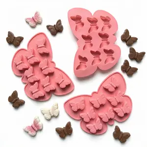 3pcs Butterfly Shape Chocolate Cake Silicone Molds, DIY Candy Pudding Dessert Baking Tray, Ice Cube Trays, Kitchen Accessories