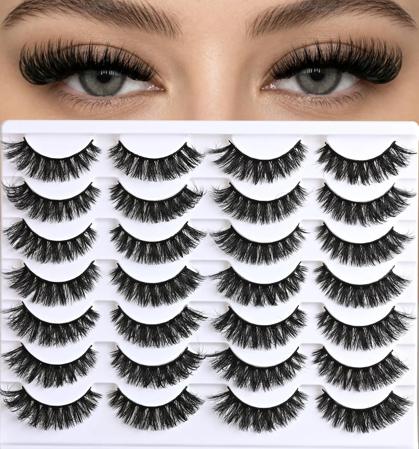 14 Pairs Faux Mink Cat Eye False Eyelashes, Wispy Short Fluffy Strip Lashes, Natural Volume Thick Reusable Lashes For Everyday Makeup And Professional Use