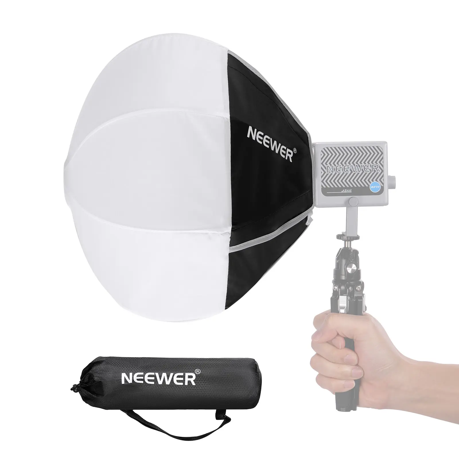 NEEWER NS7L 12" Quick Release Lantern Softbox - 360° Omnidirectional Livestream Softbox, Fabric Diffuser Soft Fill Light for HS60B FS100B FS60C HB60B LED Filming Lights (Non-Bowens Mount) for Studio Photography