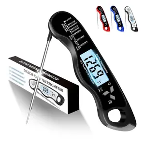 Meat Thermometer, IP67 Waterproof Digital Meat Thermometer with Backlight, Hold Function & Magnet for Grill, BBQ, Candy, Beef,Turkey